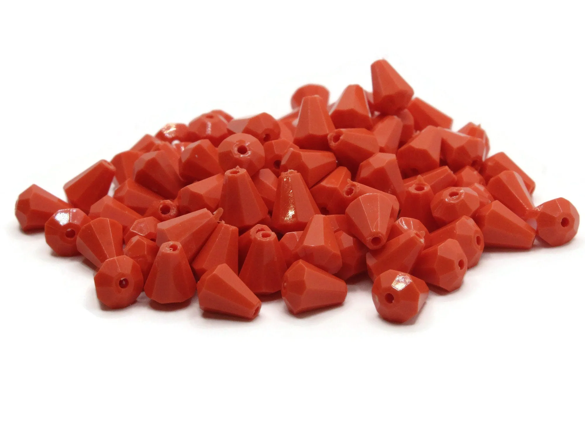 100 9mm Vintage Orange Plastic Teardrop Beads