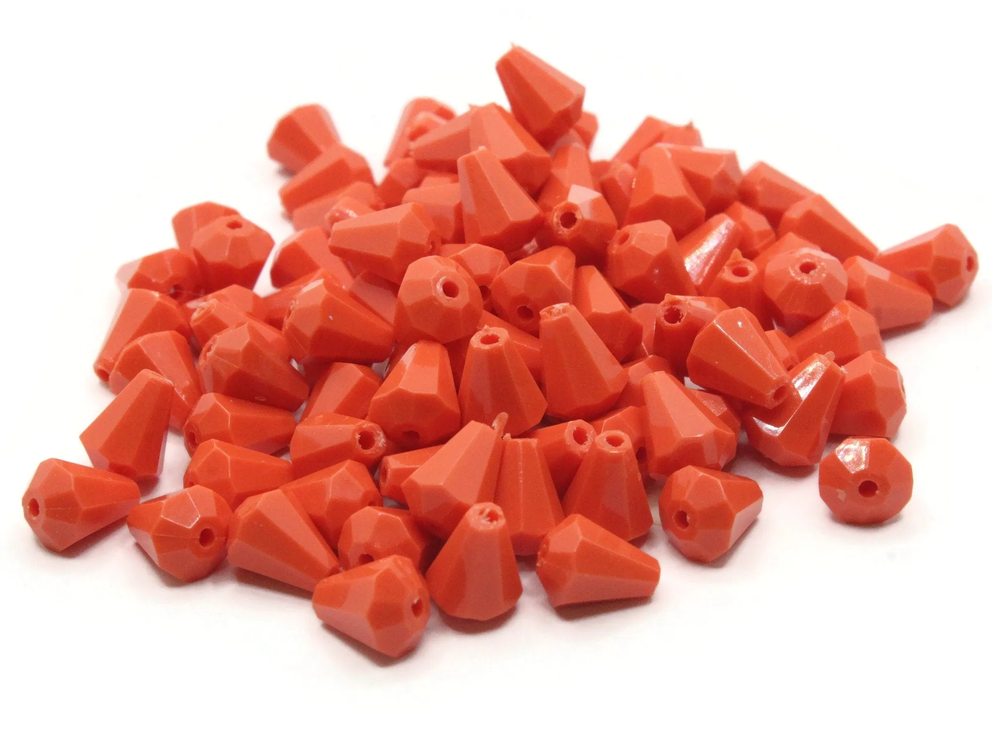 100 9mm Vintage Orange Plastic Teardrop Beads