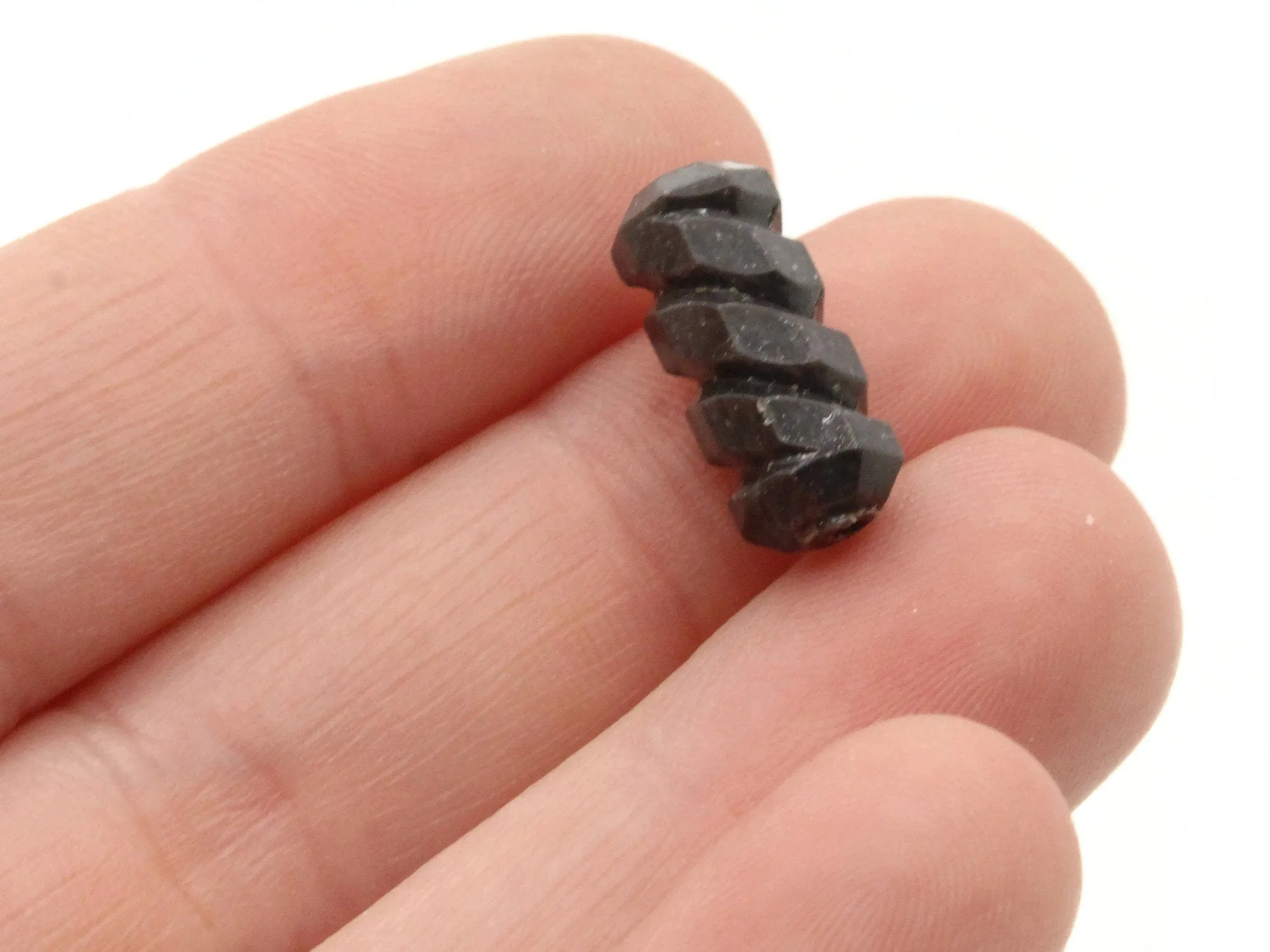 12 16mm Black Vintage Plastic Screw Tube Beads