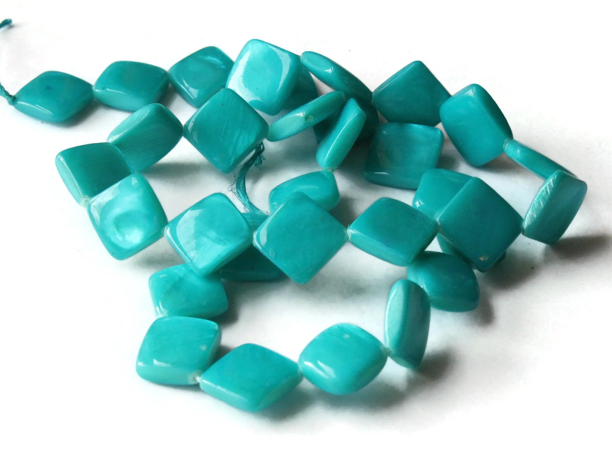 13mm Sky Blue Mother Of Pearl Diamond Beads - Dyed Seashell Beads