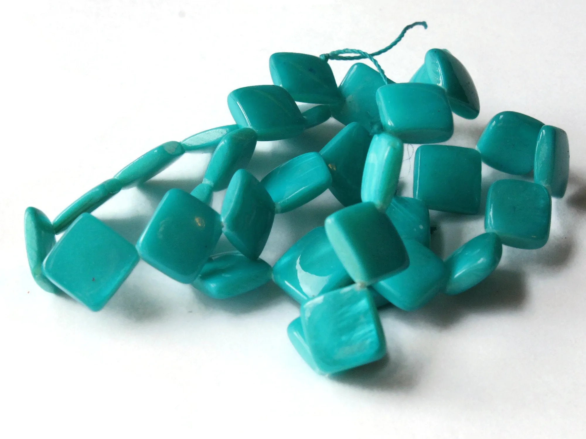 13mm Sky Blue Mother Of Pearl Diamond Beads - Dyed Seashell Beads