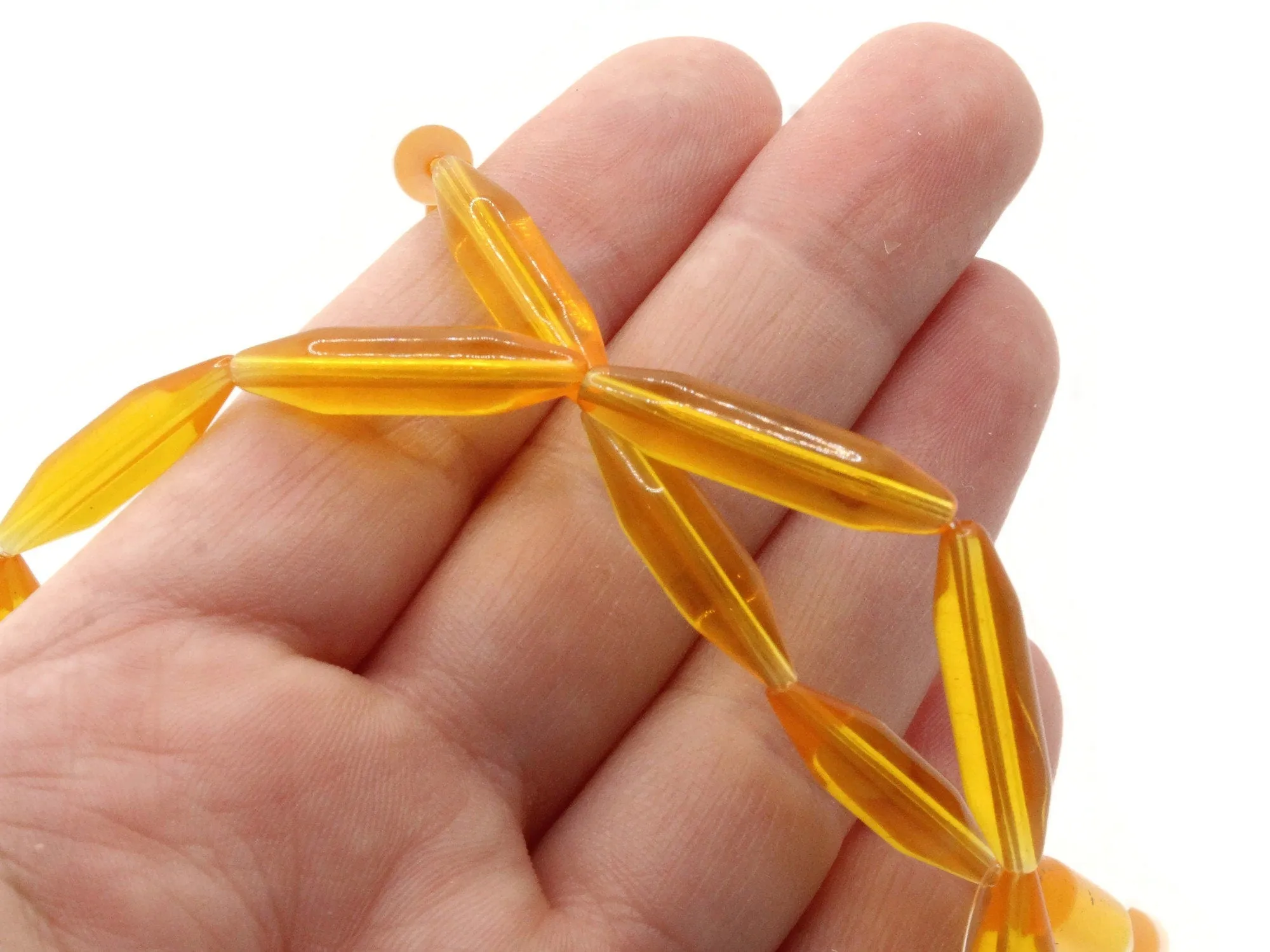 16 25mm Golden Orange Vintage Plastic Tube Beads