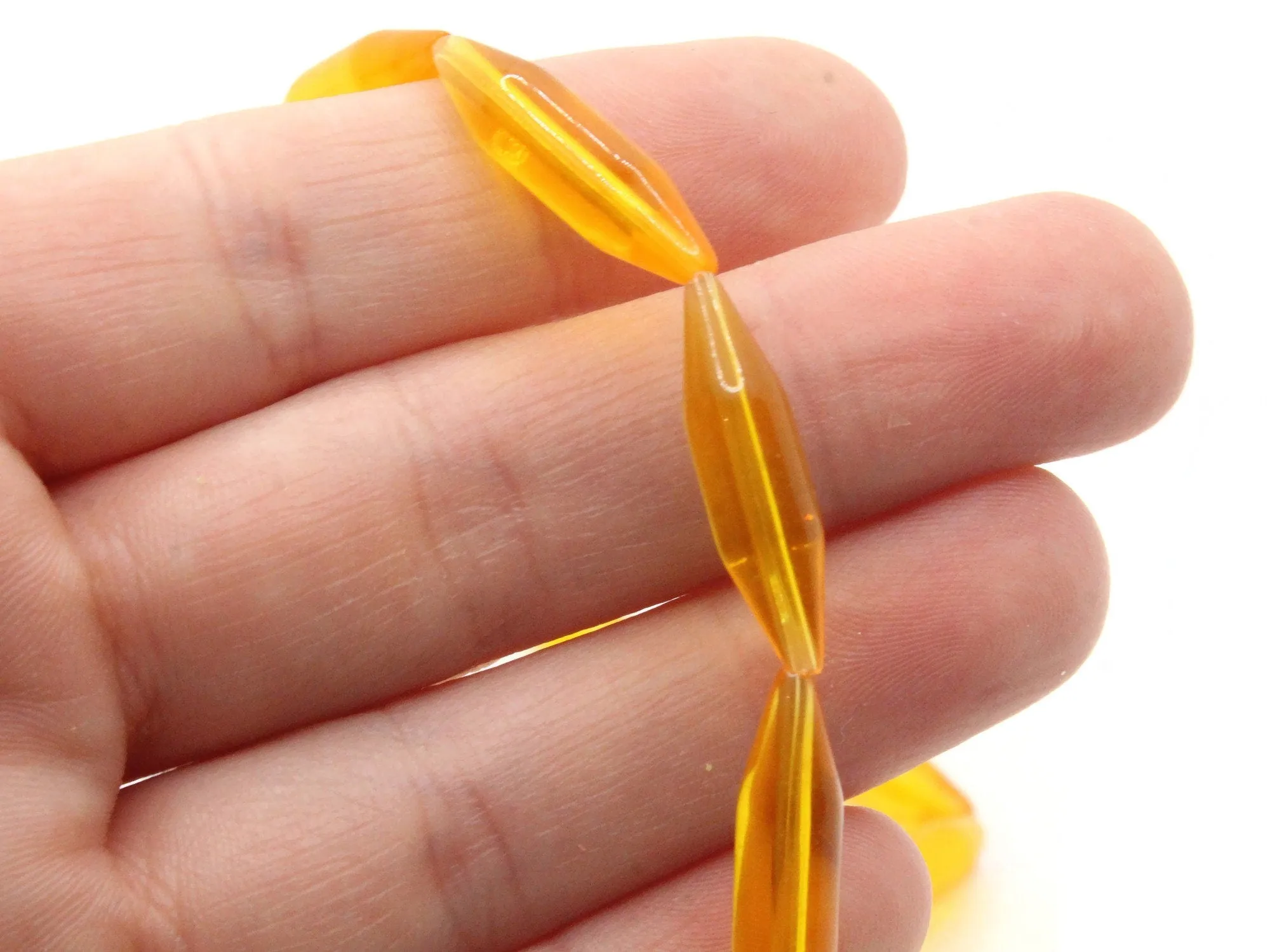 16 25mm Golden Orange Vintage Plastic Tube Beads