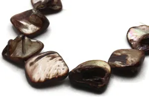 20mm Dyed Brown Diamond Seashell Beads 16 Inch Mother of Pearl Bead Strand