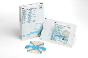 3M Tegaderm Silicone Foam Border Dressing, 4" x 4", Pad Size 2 3/8" x 2 3/8"