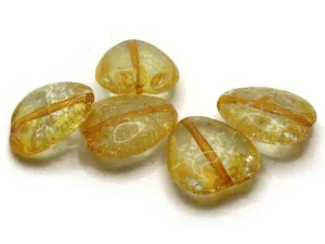 5 24mm Yellow Crackle Acrylic Heart Beads