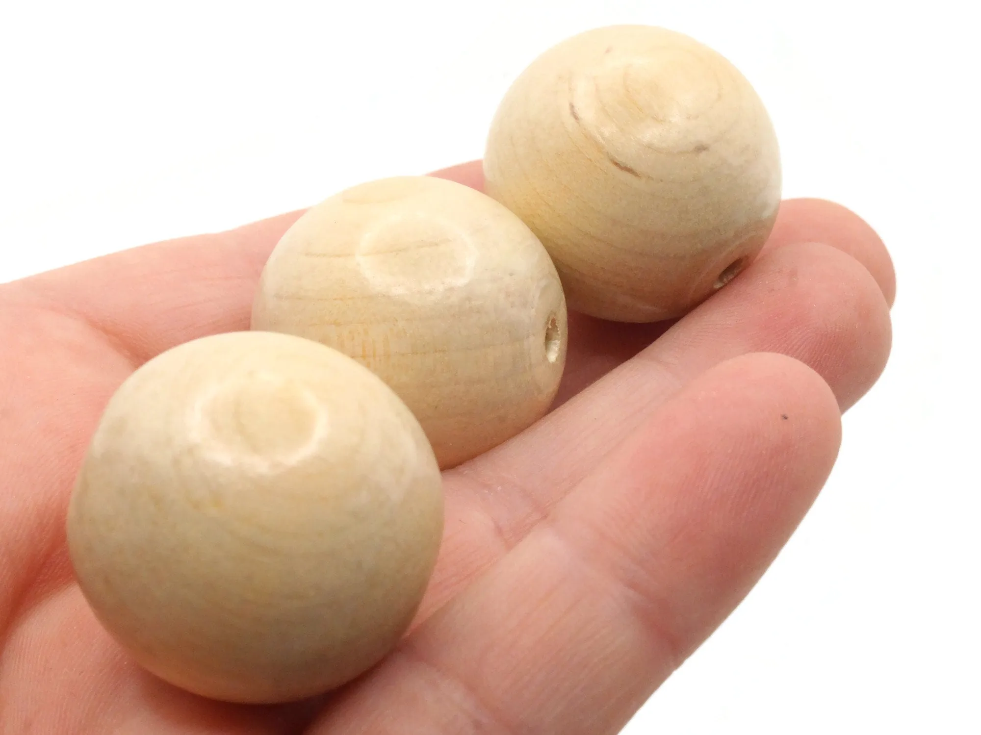 5 26mm Vintage Round Light Brown Wood Beads