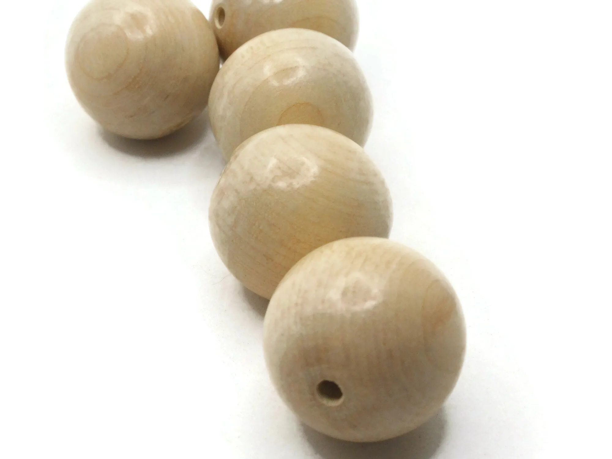 5 26mm Vintage Round Light Brown Wood Beads