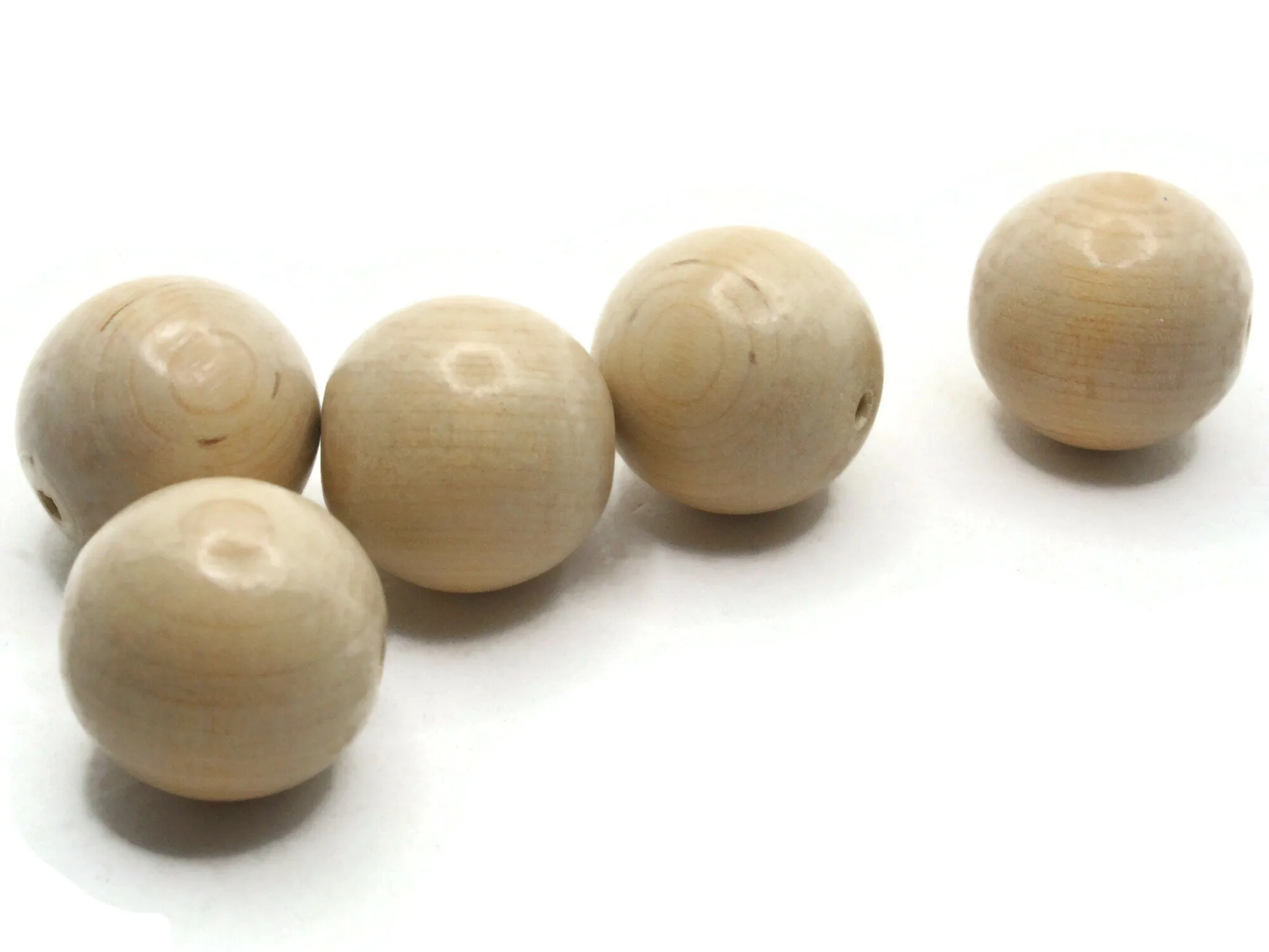 5 26mm Vintage Round Light Brown Wood Beads