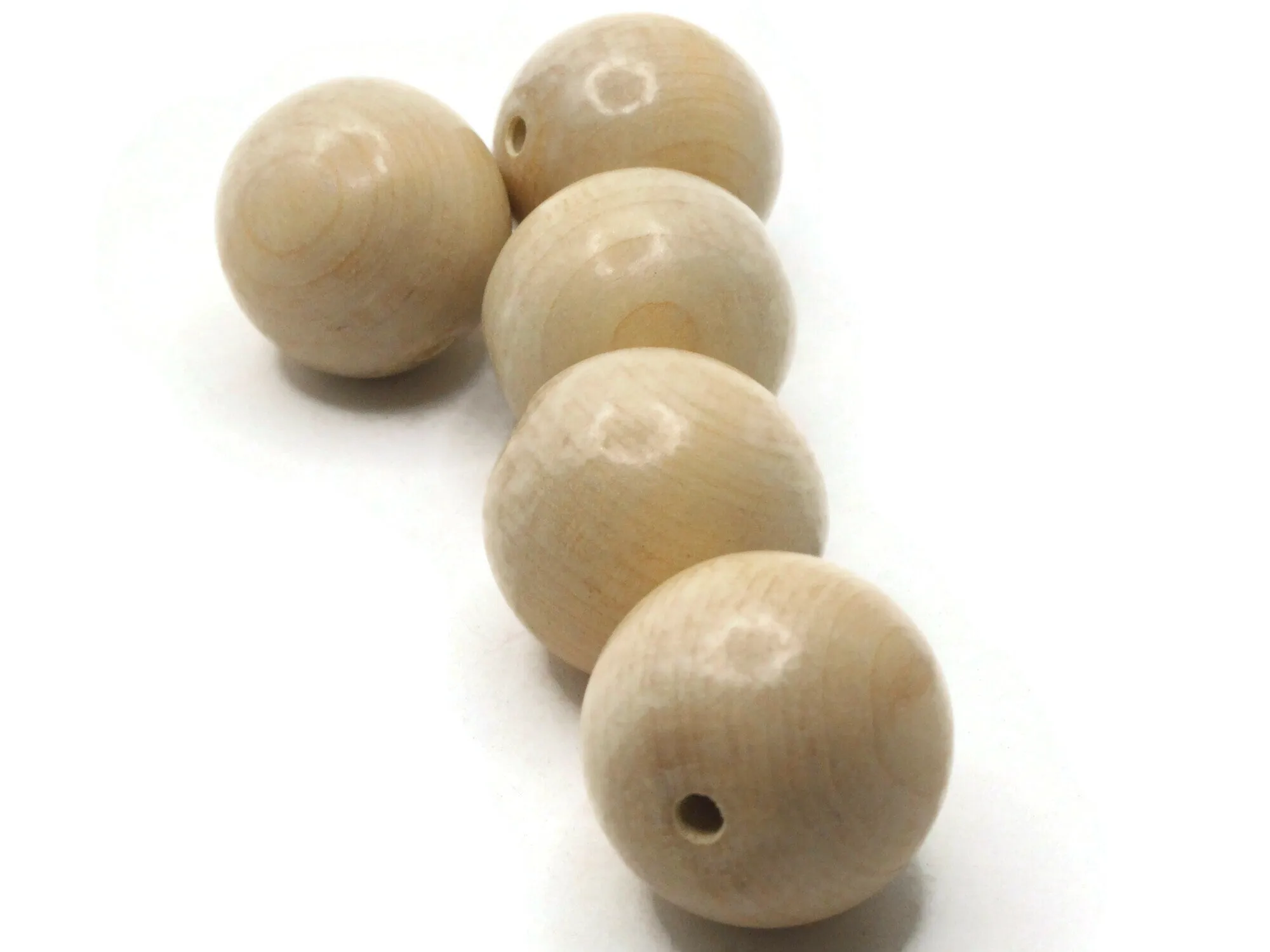 5 26mm Vintage Round Light Brown Wood Beads