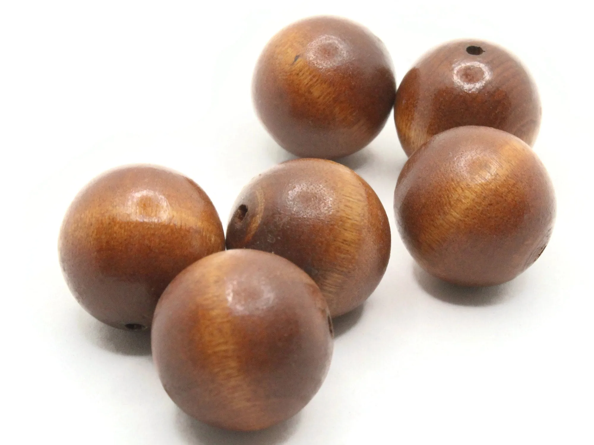 6 22mm Round Brown Wood Vintage Beads