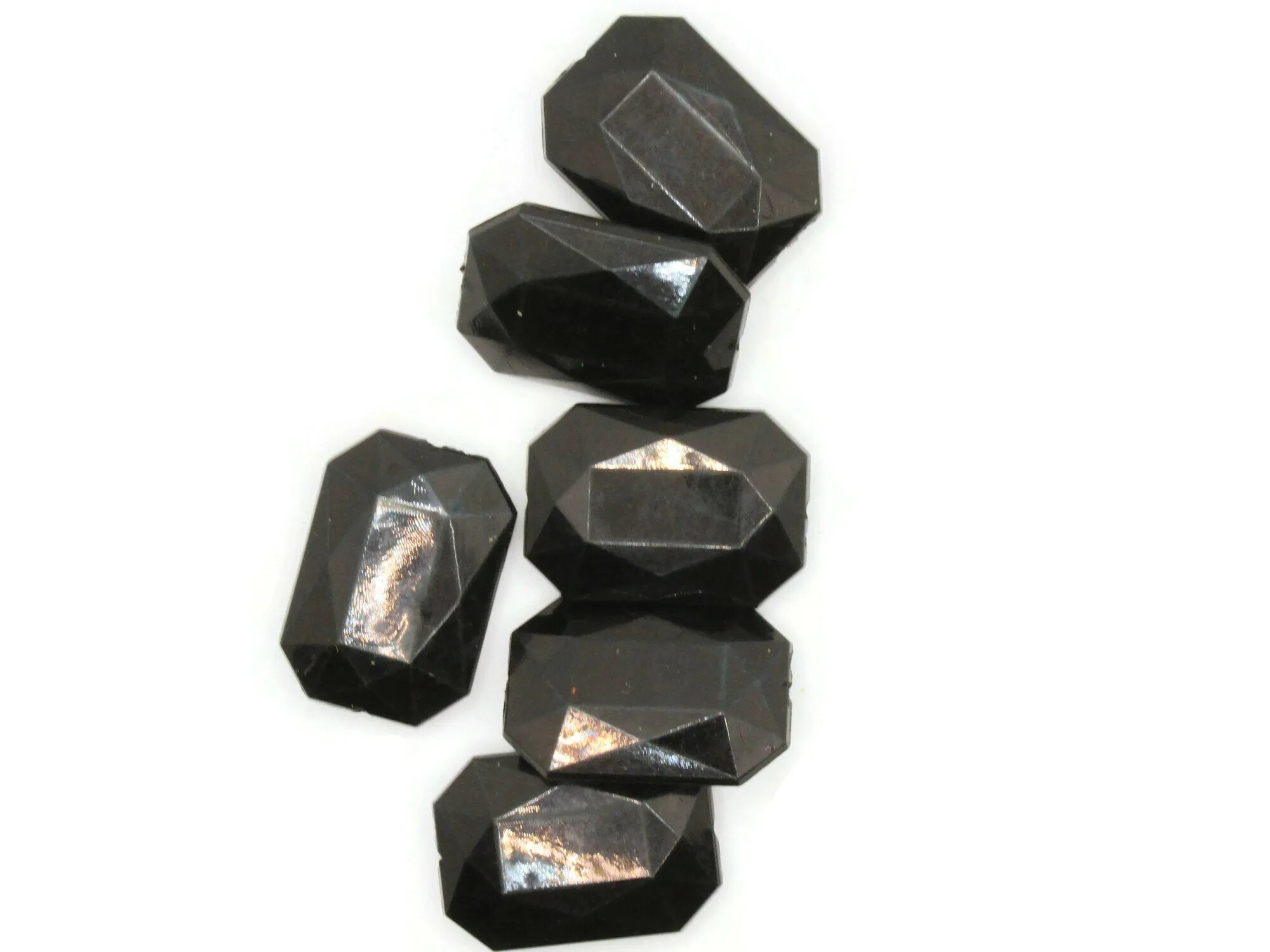 6 30mm Black Rectangle Acrylic Jewel Beads