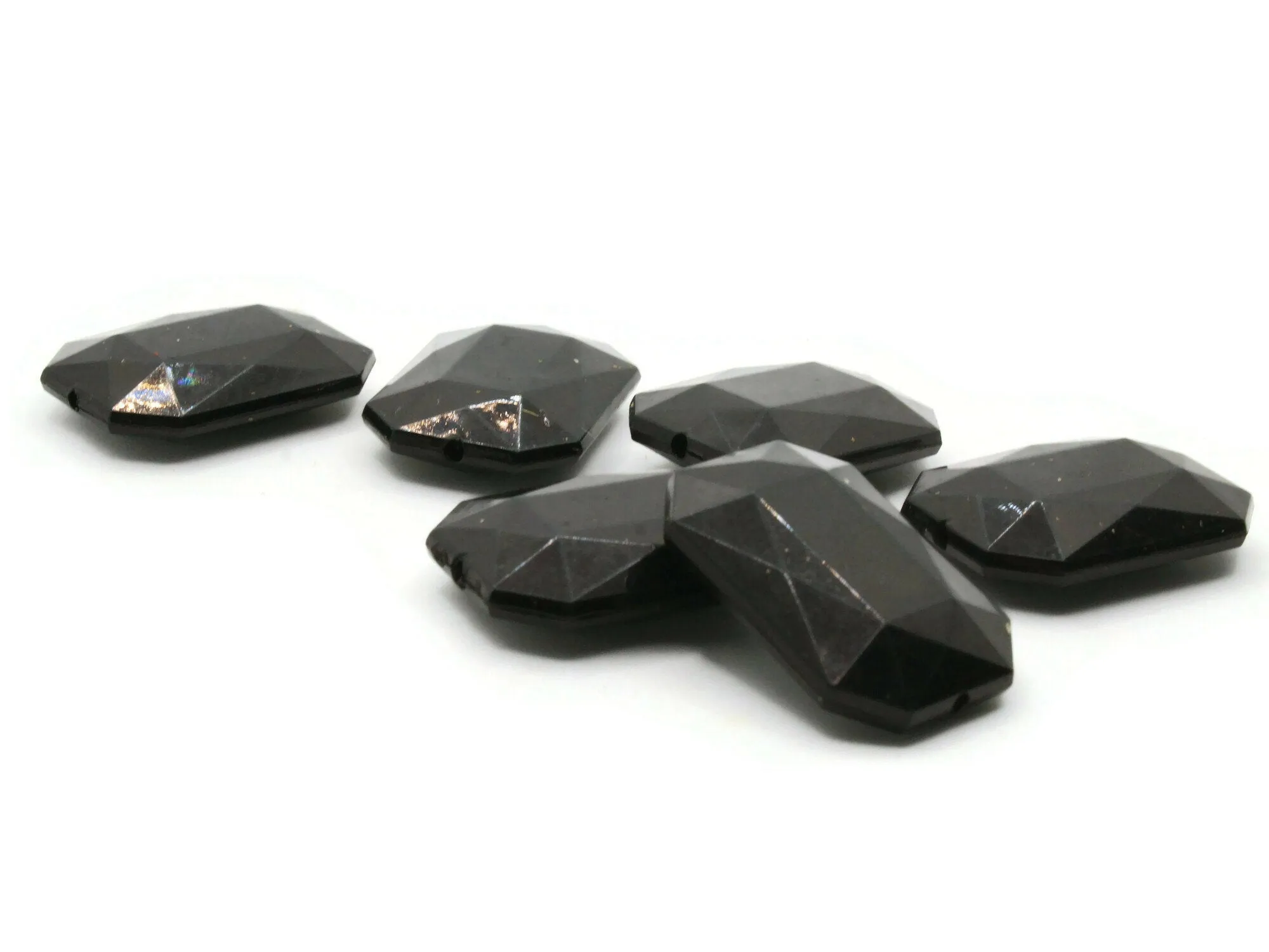 6 30mm Black Rectangle Acrylic Jewel Beads