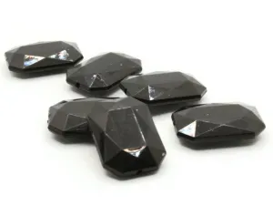 6 30mm Black Rectangle Acrylic Jewel Beads