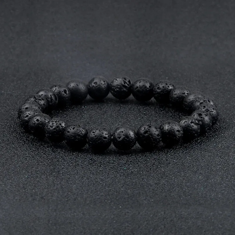 6mm 8mm 10mm Natural Volcanic Stone Beads Bracelets Black Lava Men Bracelet Aromatherapy Essential Oil Diffuser Bangle for Women