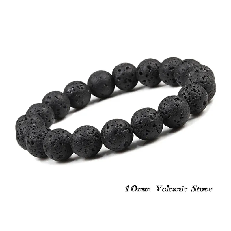 6mm 8mm 10mm Natural Volcanic Stone Beads Bracelets Black Lava Men Bracelet Aromatherapy Essential Oil Diffuser Bangle for Women