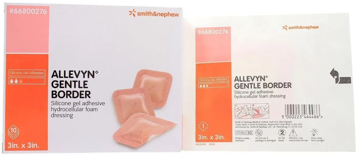 ALLEVYN Gentle Border Adhesive Dressing 3" x 3"