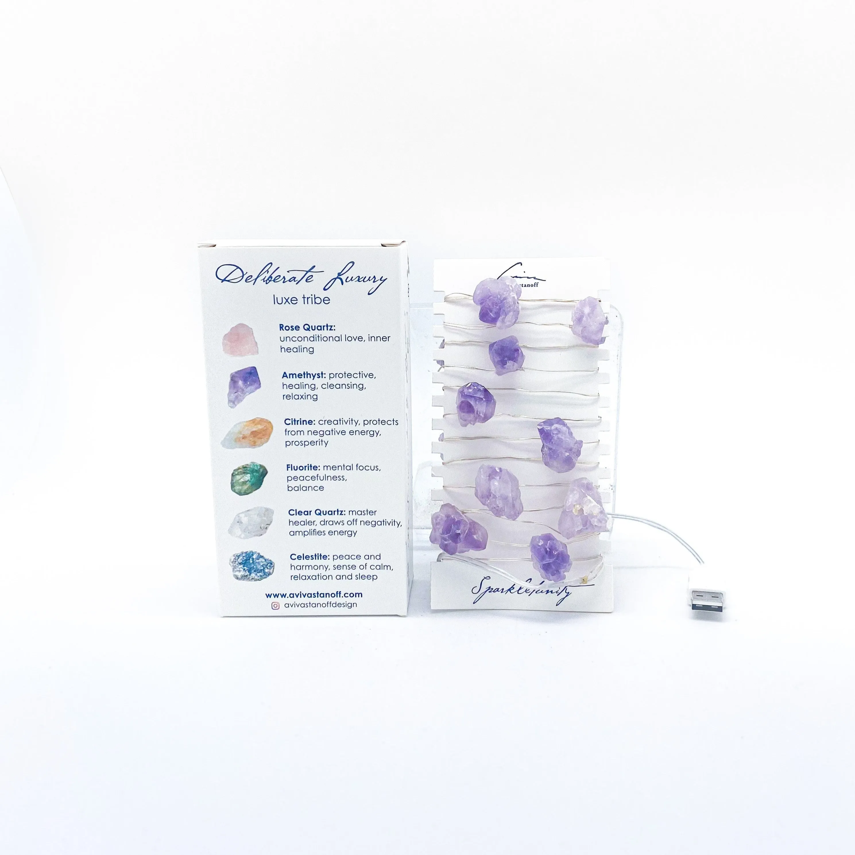 Amethyst Crystal String Lights 78"