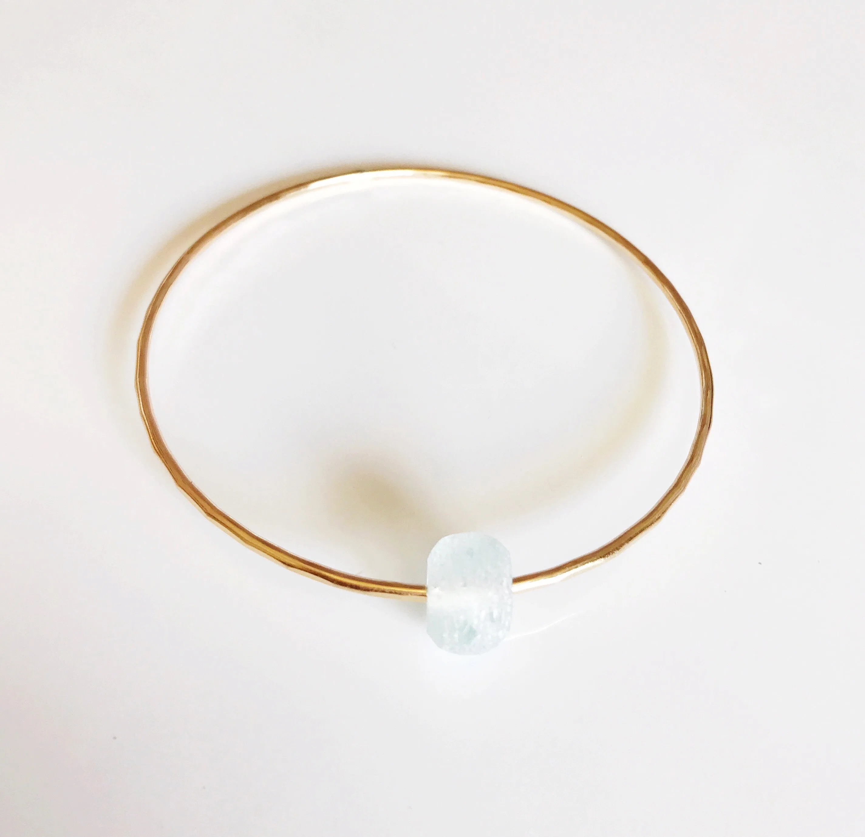 Bangle HINA- sea foam beach glass (B329)