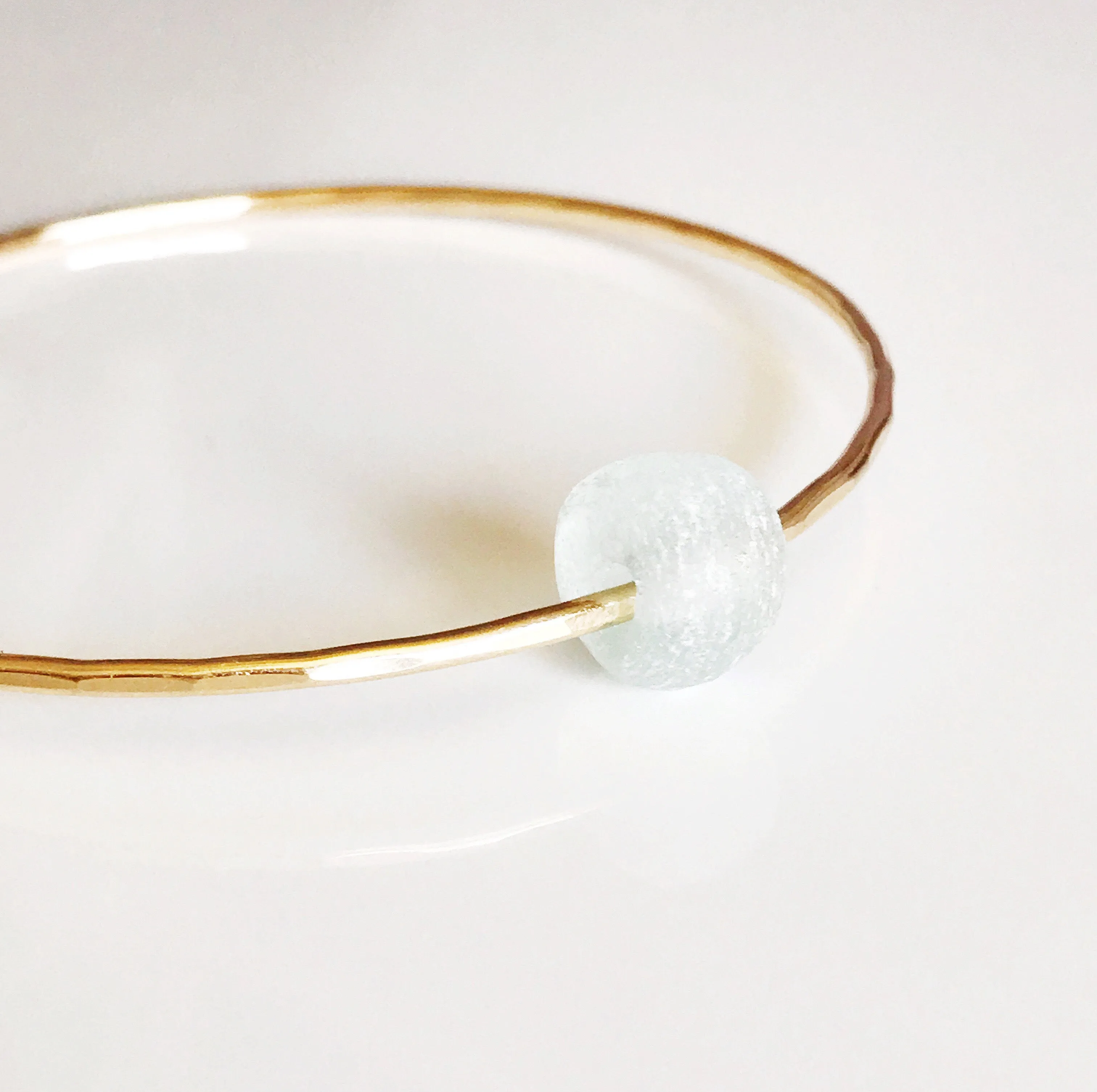 Bangle HINA- sea foam beach glass (B329)