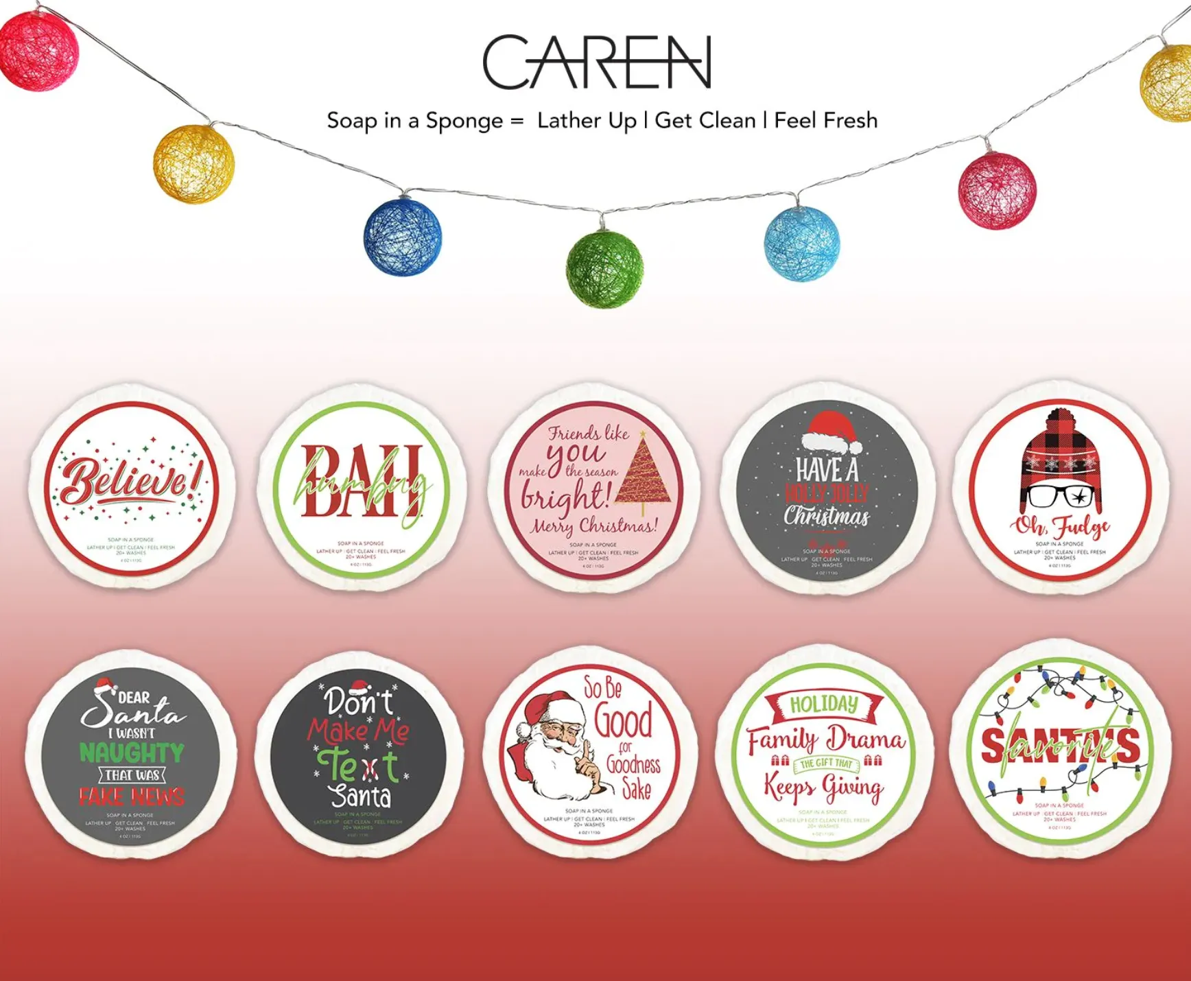 Caren | Circle Holiday Shower Sponges