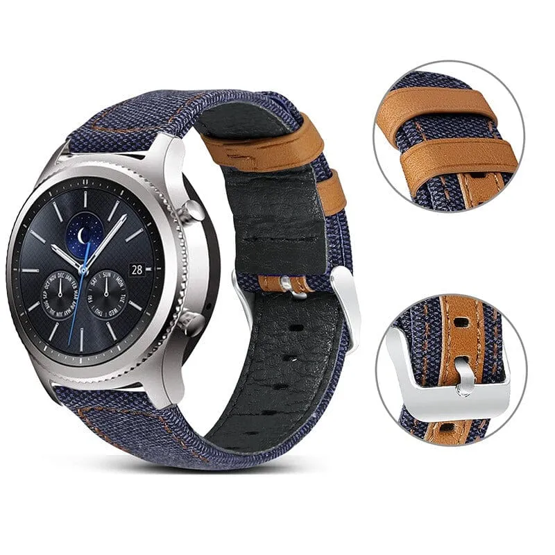 Denim & Leather Watch Straps Compatible with the Huawei Honor Magic Watch 2