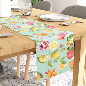 Encasa Dining Table Runner for 6 Seater - Water Repellent - Polyester Printed Twill Fabric - Size 32x200 cm - Decorative Cloth for Center and Coffee Table - Washable - Durable - Pineapple