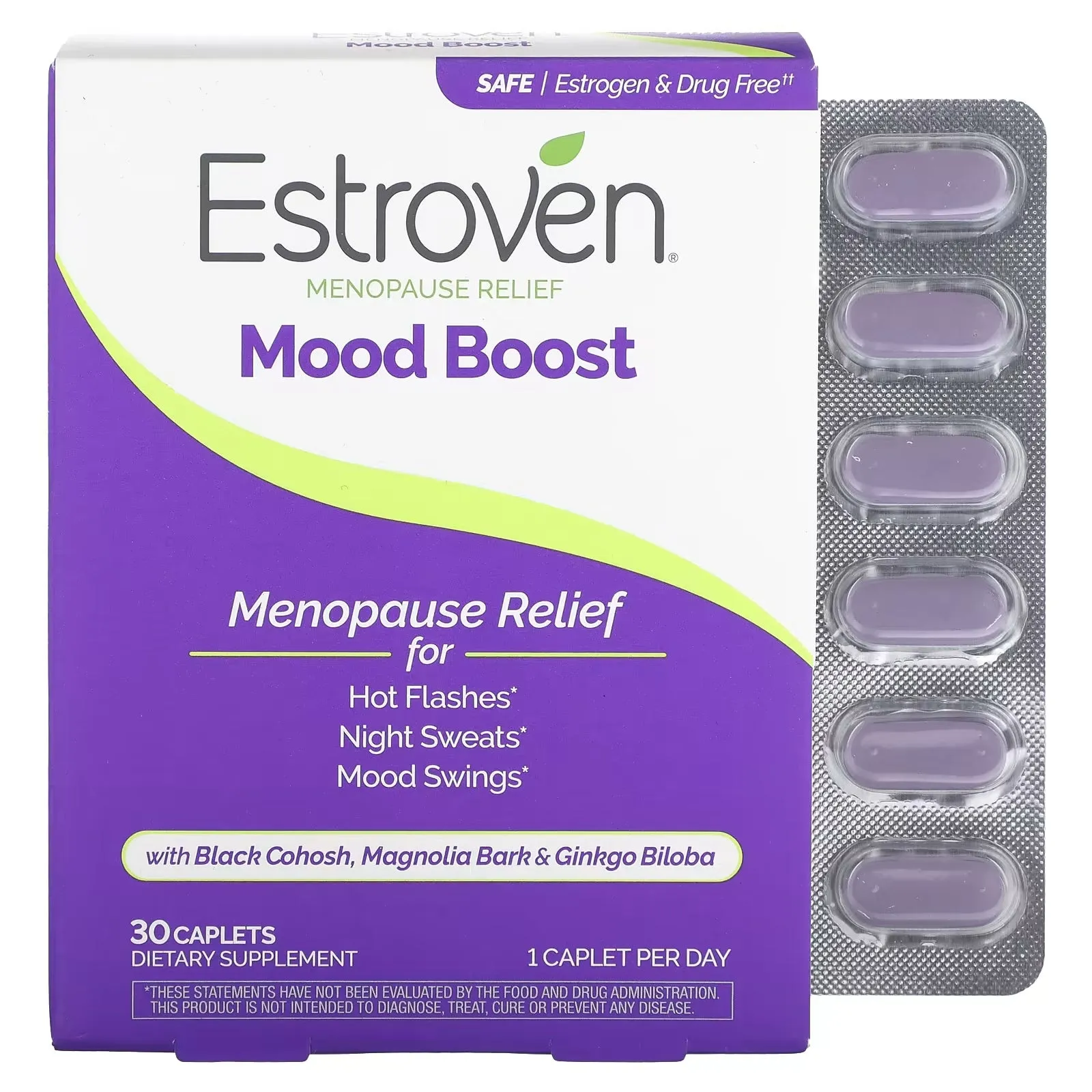 Estroven vitamins for mood enhancement and menopause relief, 30 capsules