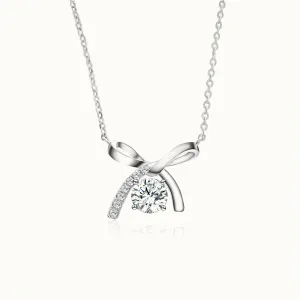 Exquisite Bow Moissanite Pendant Necklace