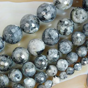 Faceted Natural Larvikite Labradorite Gemstone Round Loose Beads on a 15.5" Strand