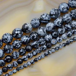 Faceted Natural Snow Flake Jasper Gemstone Round Loose Beads on a 15.5" Strand