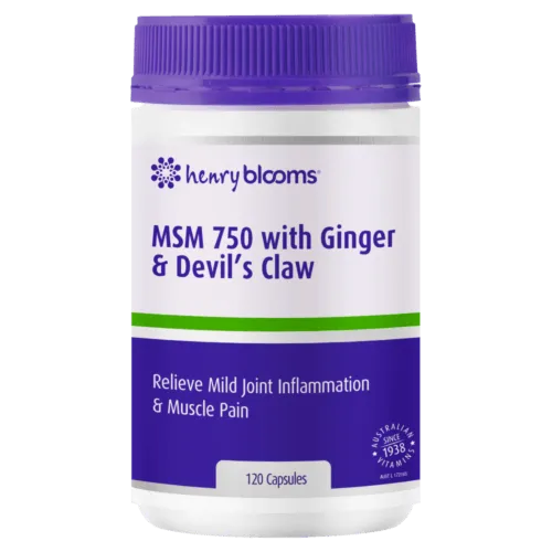 Henry Blooms MSM 750 With Ginger & Devil’s Claw 120 Capsules