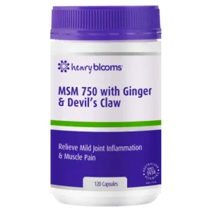 Henry Blooms MSM 750 With Ginger & Devil’s Claw 120 Capsules