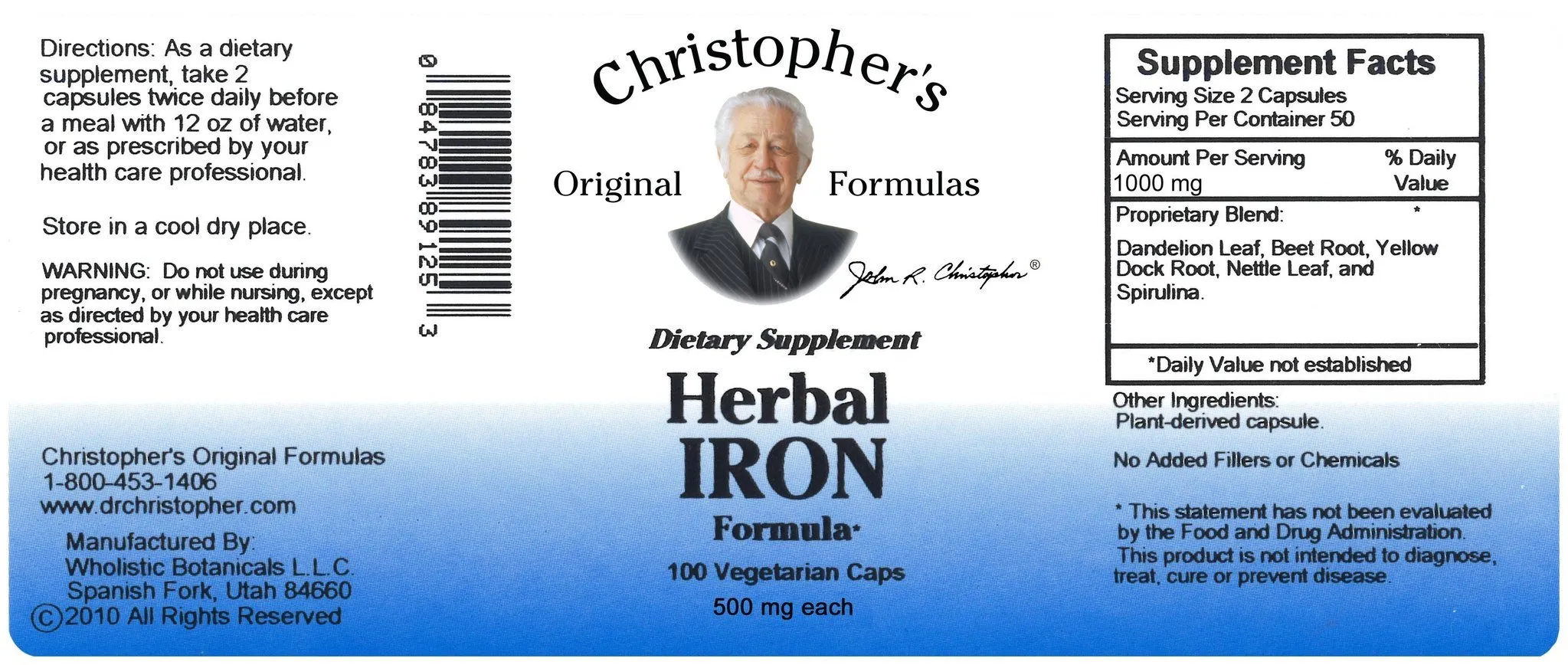 Herbal Iron Formula - 100 Capsules