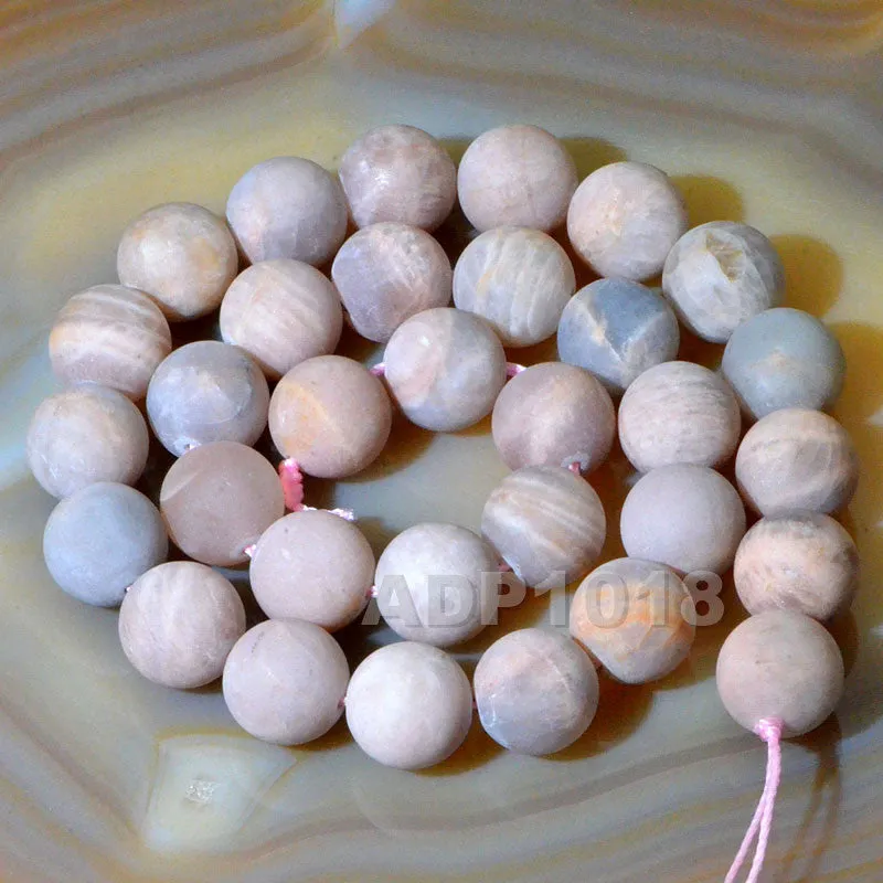 Matte Natural Sun Stone Gemstone Round Loose Beads on a 15.5" Strand