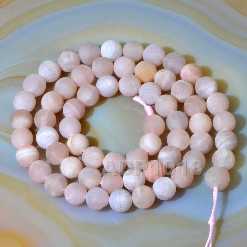 Matte Natural Sun Stone Gemstone Round Loose Beads on a 15.5" Strand