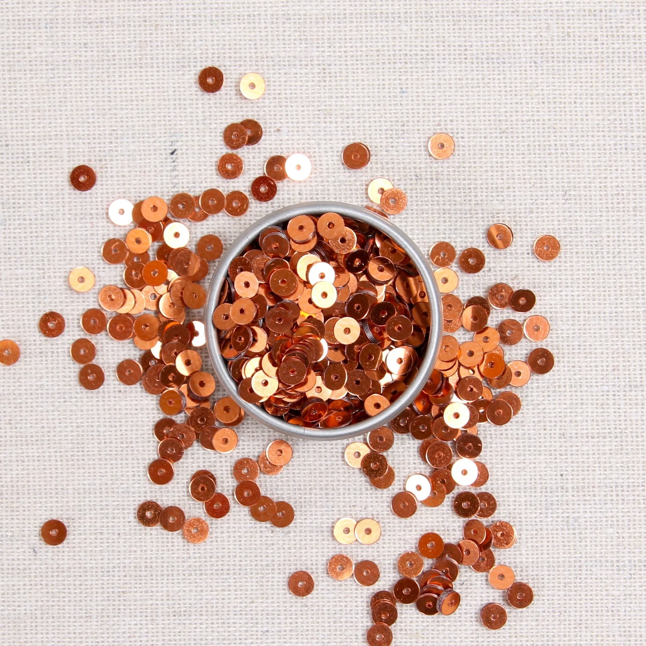 Metallic Sequins or Beads: Copper and Rose Gold