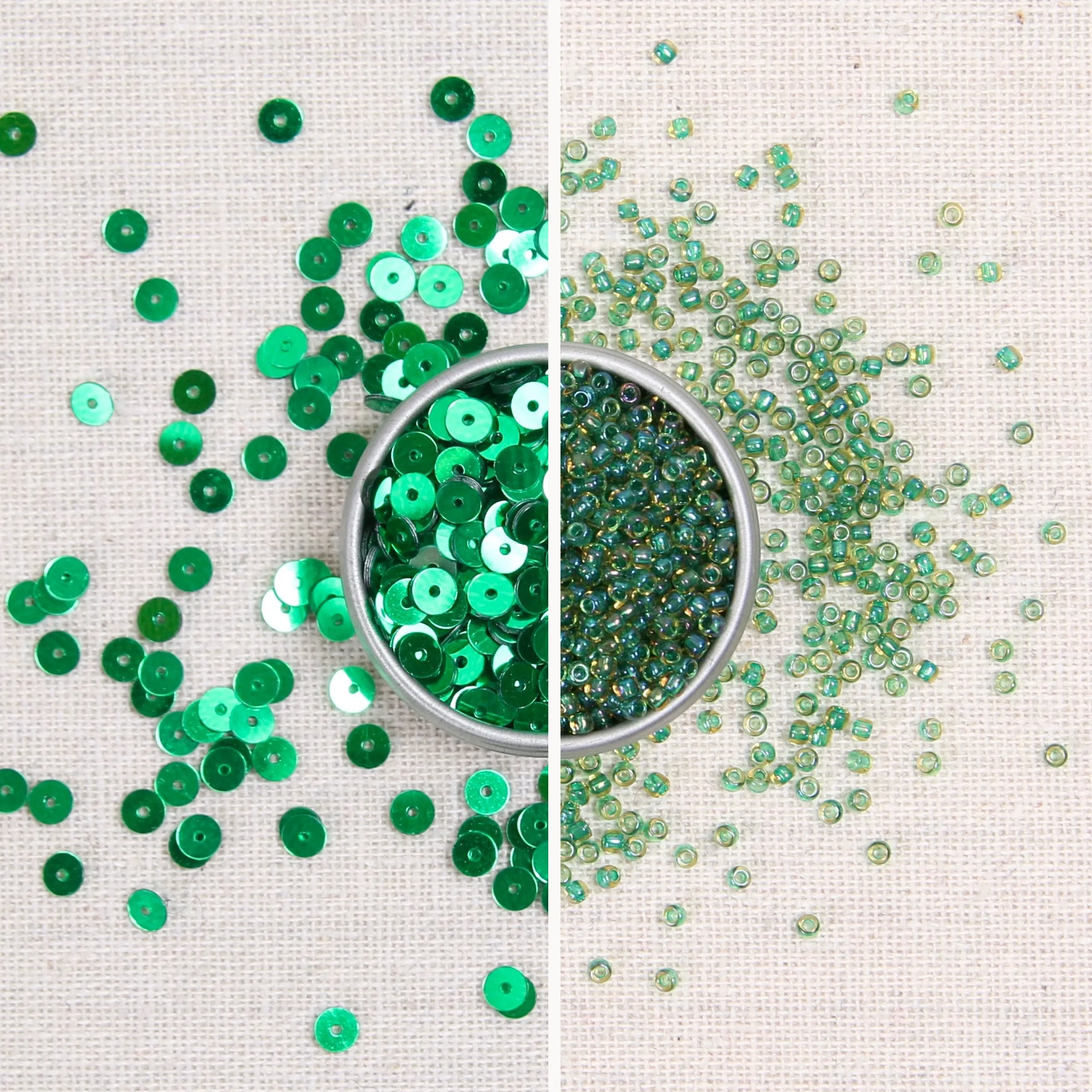 Metallic Sequins or Beads: Kelly Green