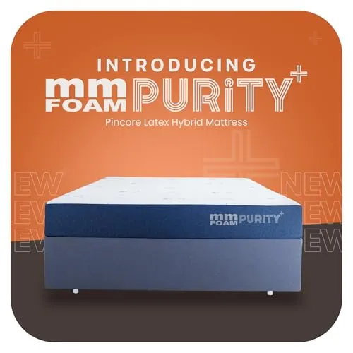 MM FOAM Purity  100% Natural Pincore Latex Hybrid Mattress | Hypoallergenic | High-Density PU Foam | Plush Design with 10-Year Warranty | King, 84 x 72 x 6