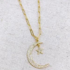 Moon & Star 14K Gold-Plated Necklace