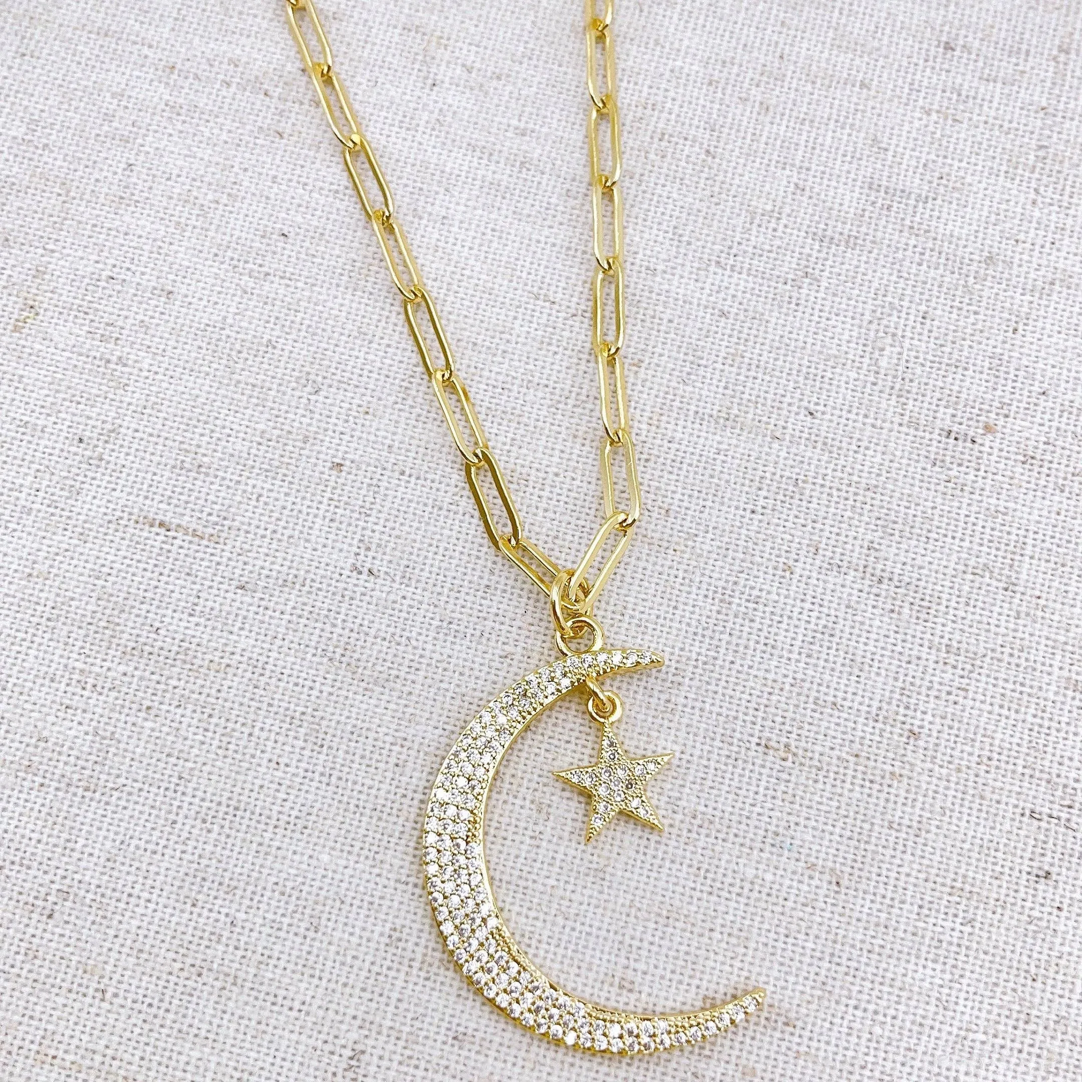 Moon & Star 14K Gold-Plated Necklace