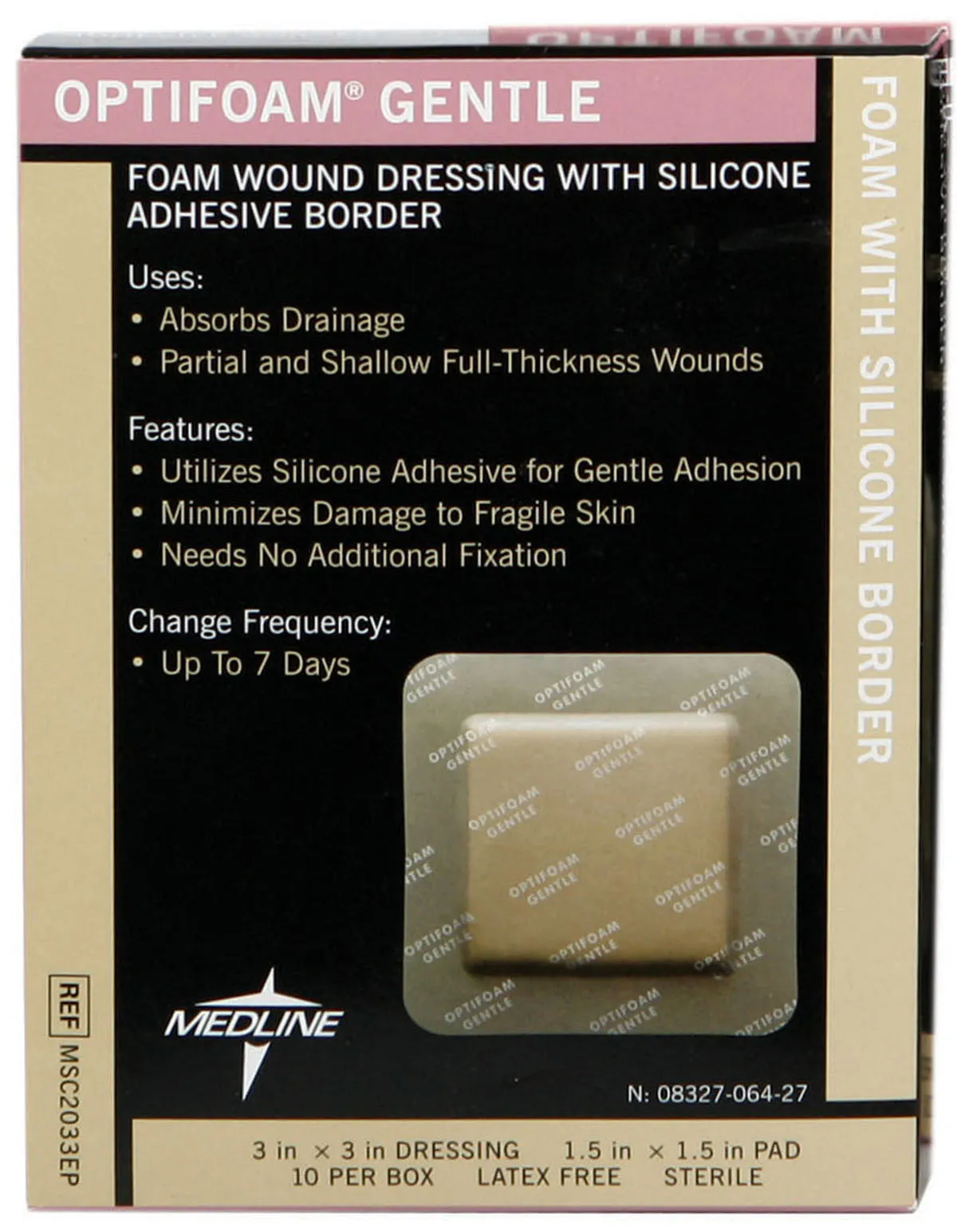 Optifoam Gentle Foam Wound Dressing, 3"x 3" (box of 10)