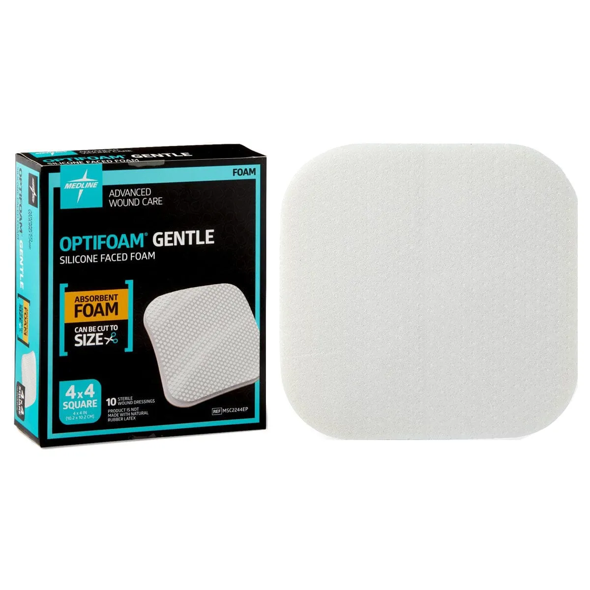 Optifoam® Gentle Silicone-Faced Foam Dressing, 4" x 4"