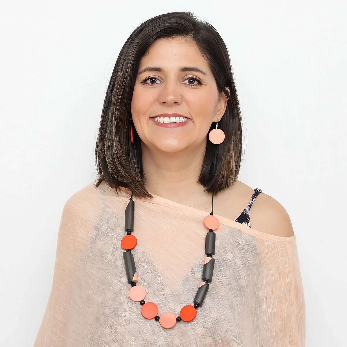 Orange and Gray Bar Necklace