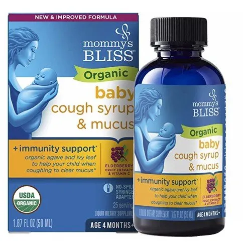 Organic Baby Cough Syrup & Mucus Relief   Immunity Boost 1.67 Oz By Mommys bliss