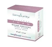 Simpurity Foam Wound Dressing Silver Silicone, 2" x 2"