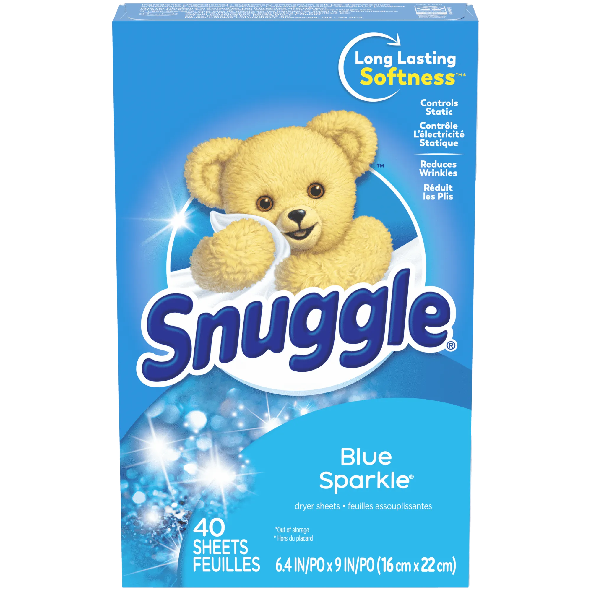 Snuggle Fabric Softener Dryer Sheets, Blue Sparkle, 40 Count