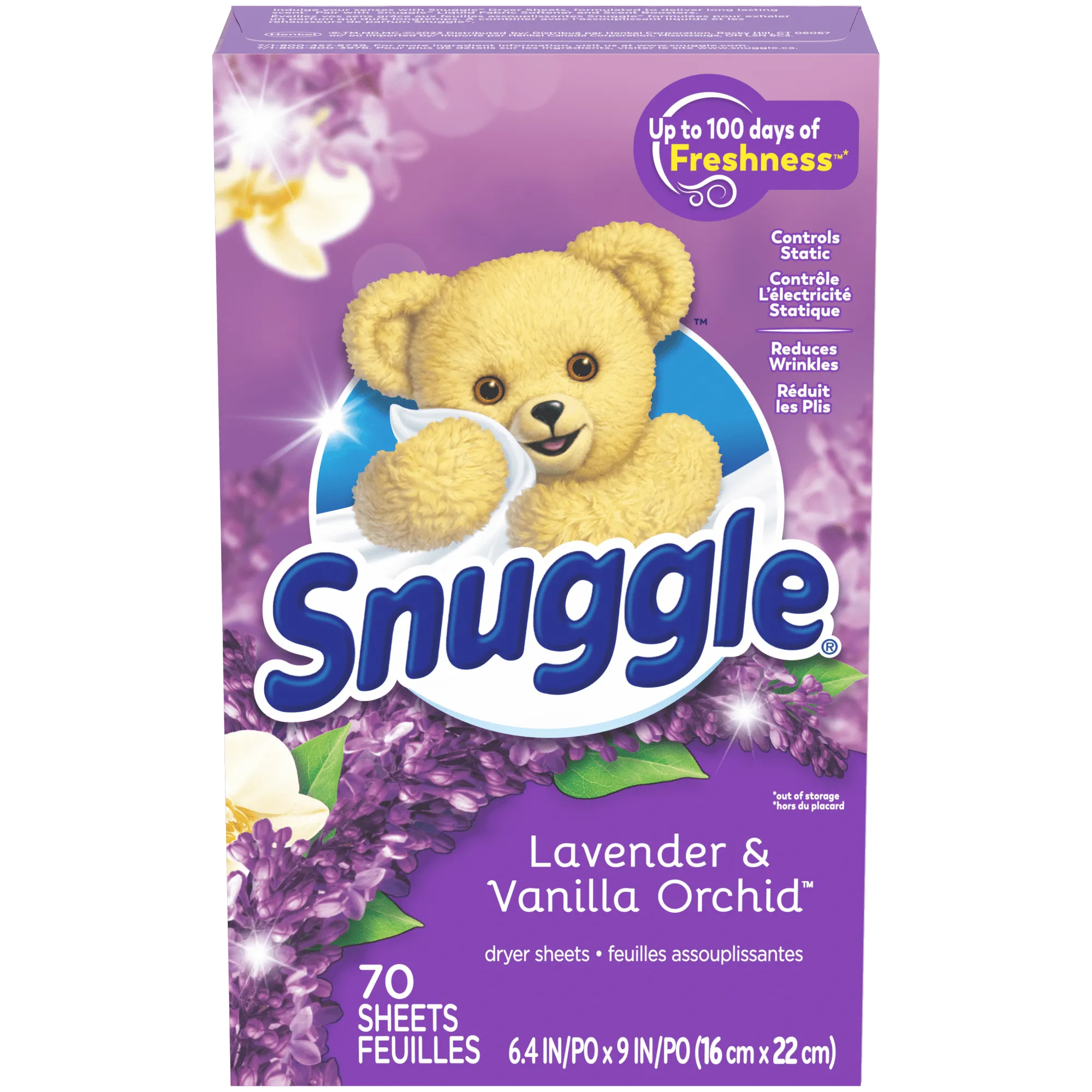 Snuggle  Fabric Softener Dryer Sheets, Lavender & Vanilla Orchid, 70 Count