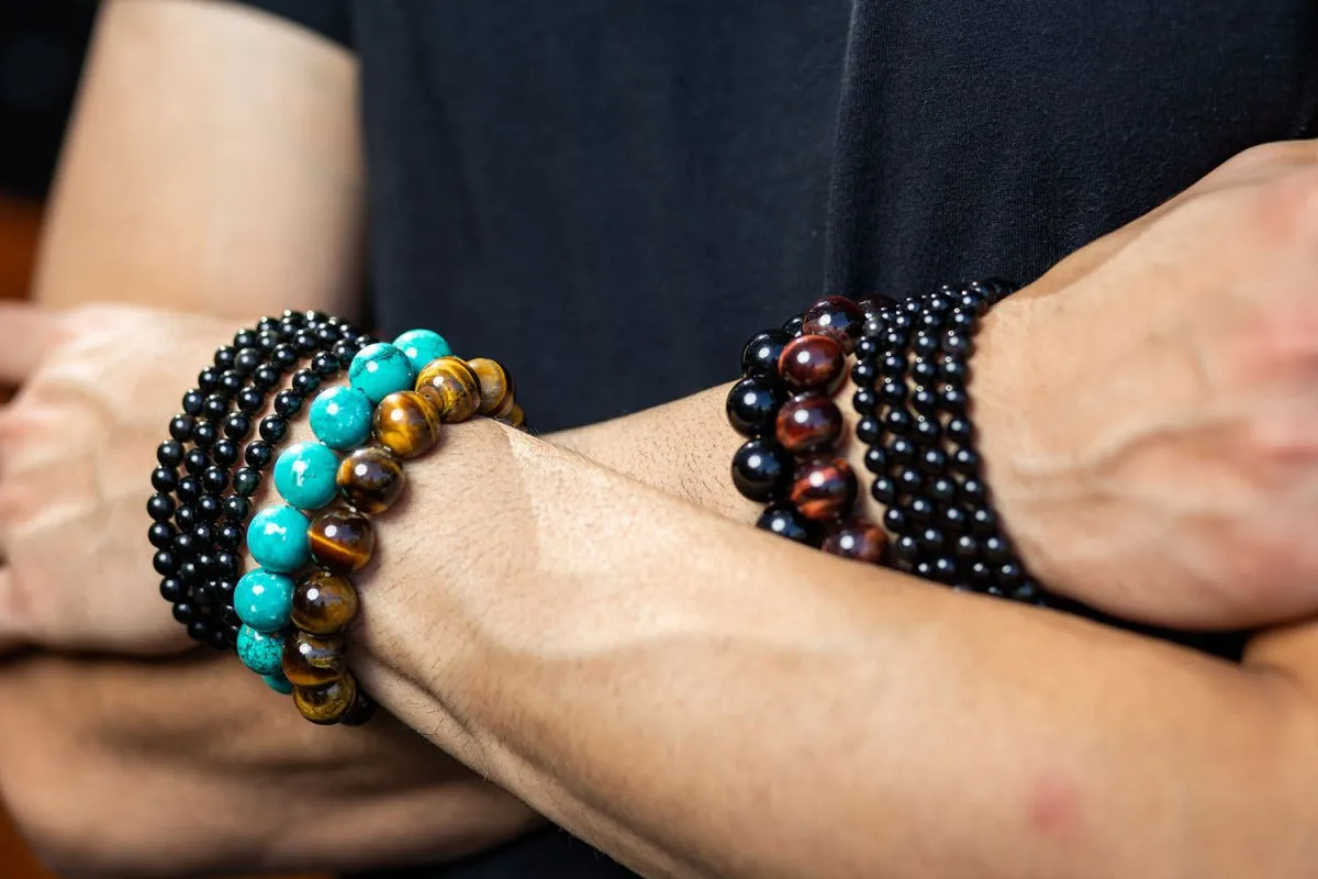 Turquoise & Obsidian Mala Bracelet/Necklace